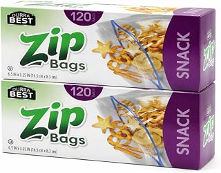 Snack Zip Bags - 240 Count | Resealable, Leak-Proof & Freezer Safe Food Storage Bags | BPA-Free Durable Double Zipper Seal for Snacks, Fruits, Veggies & Lunch | DURRA BEST