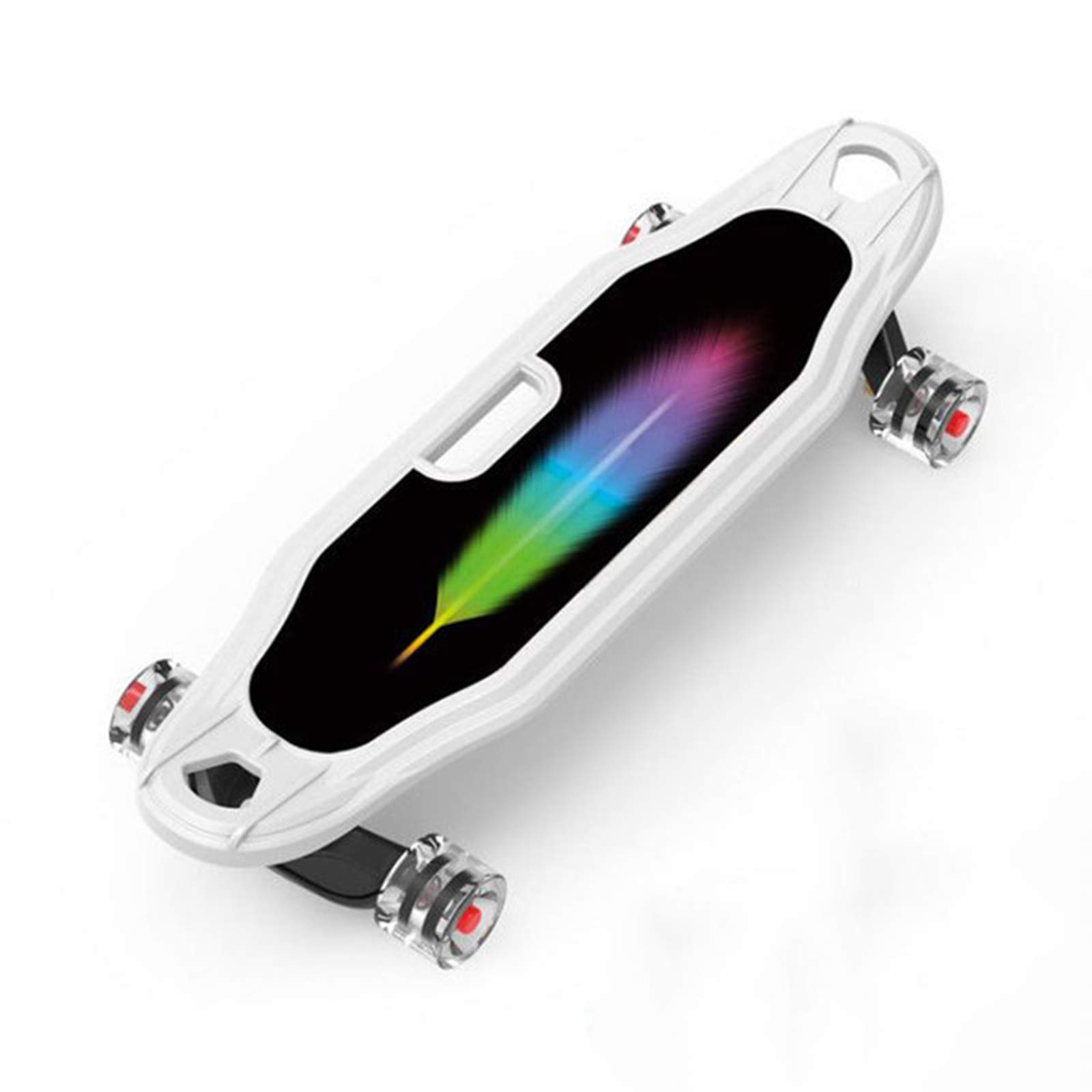 Skateboard retro mini 21 pouces blanc avec roues lumineuses LED PU pour debutants