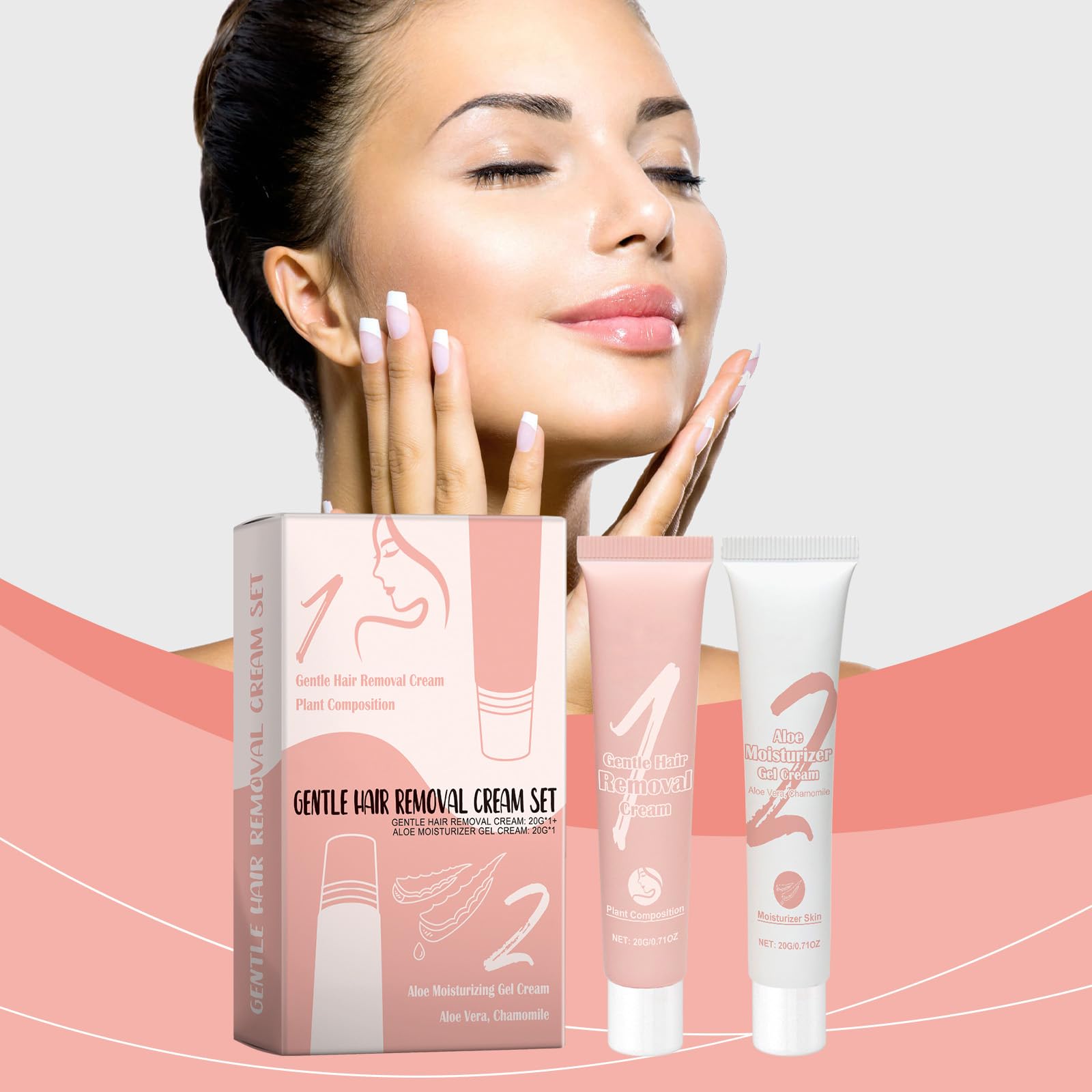 Aurlux - Crema depilazione per la rimozione dei peli del viso da donna, crema depilazione bikini, depilazione istantanea, crema depilazione indolore e idratazione (6 pezzi)