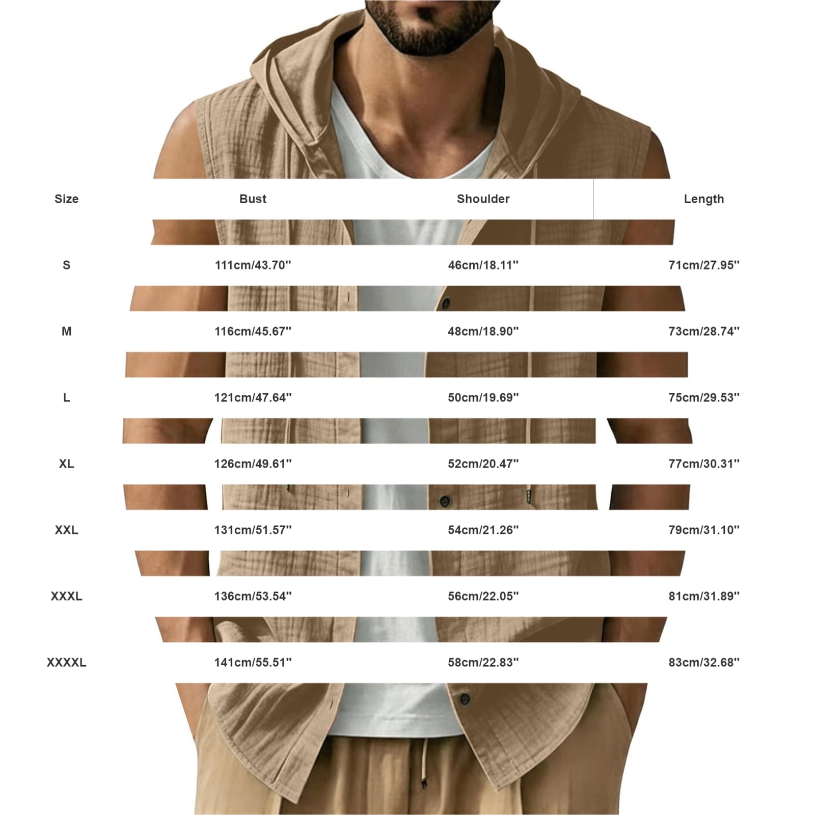 Chemise Lin Homme sans Manches éTé Chemises à Capuche BoutonnéE Chemisette De Plage DéContractéE Regular Fit Surchemise Respirant LéGèRe Veste Grande Taille Hoodie