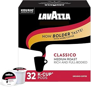 Lavazza Classico Single-Serve Coffee K-Cup® Pods for Keurig® Brewer, Caps Classico, 32 Count, Full-bodied medium roast with rich flavor and notes of dried fruit, Value Pack
