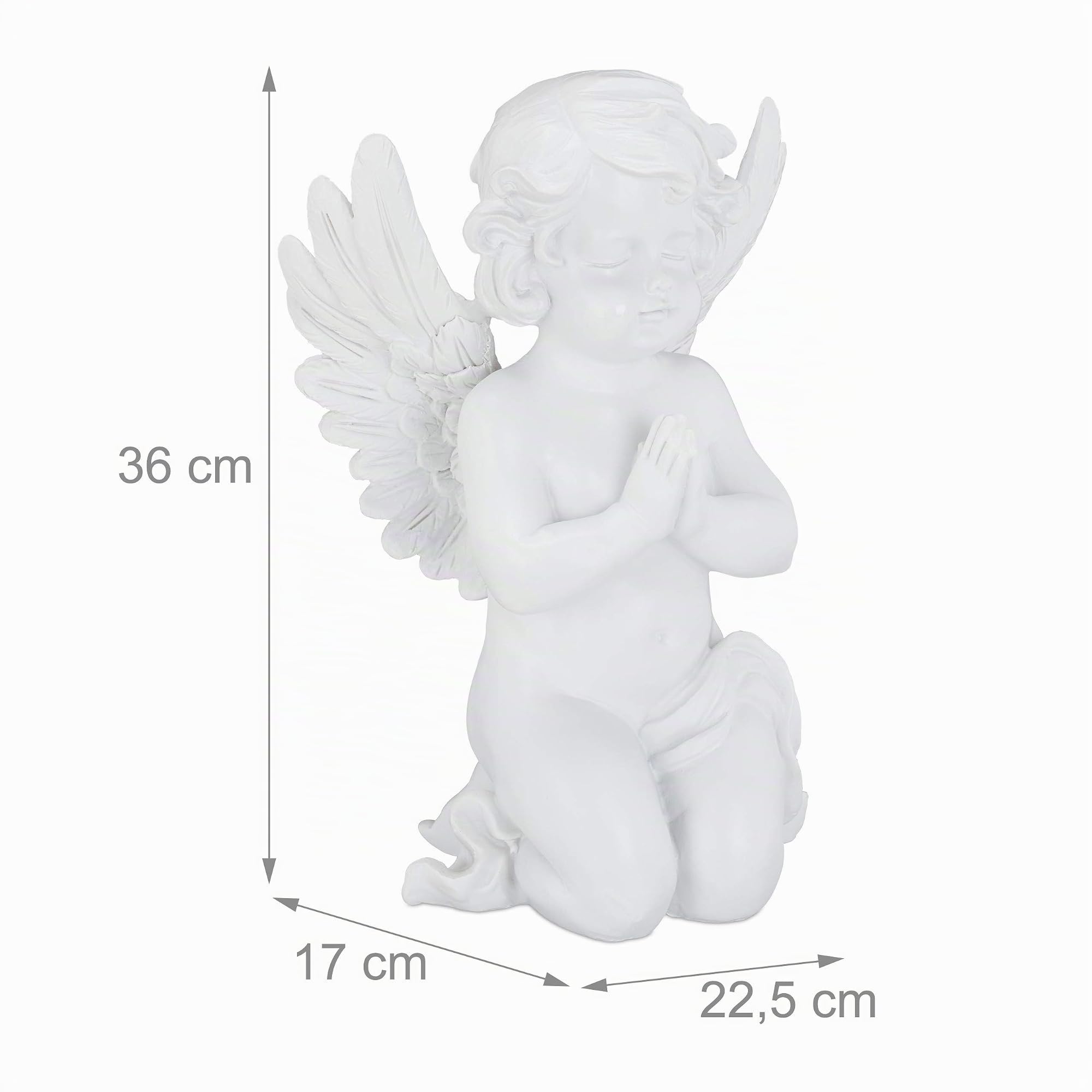 Relaxdays Figurine de Jardin Ange, Statue en Train de Prier, résistante aux intempéries & au Gel, Balcon, Blanc