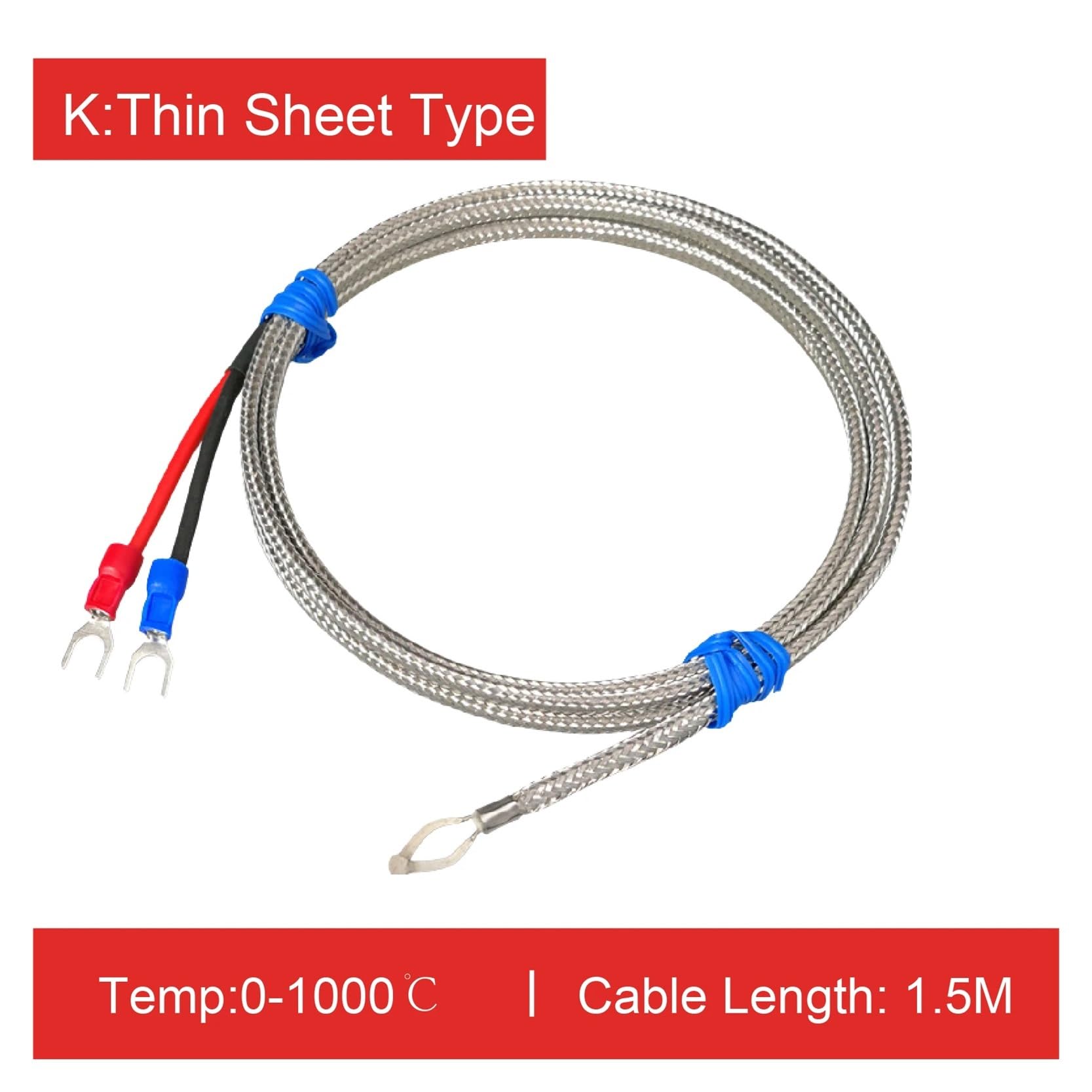 1000°C Industrieller Temperatursensor M6-Gewinde Quarzfaser(K-type1.5mthin-sheet)
