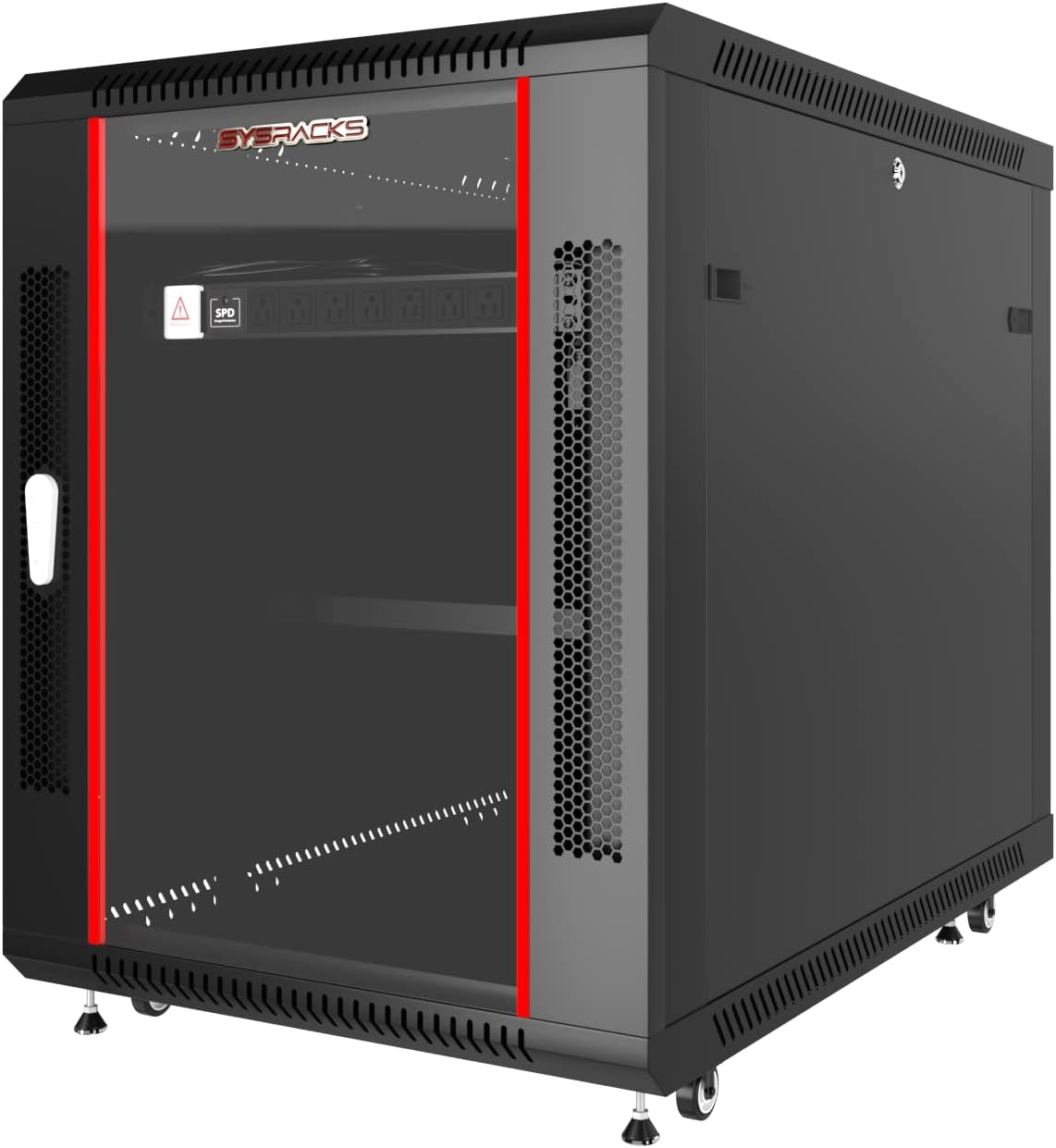 12U Server Rack Cabinet, 35” Deep 19” Enclosed Network Cabinet, Locking Door, Fan, Shelves & Casters, IT/AV Rack Enclosure