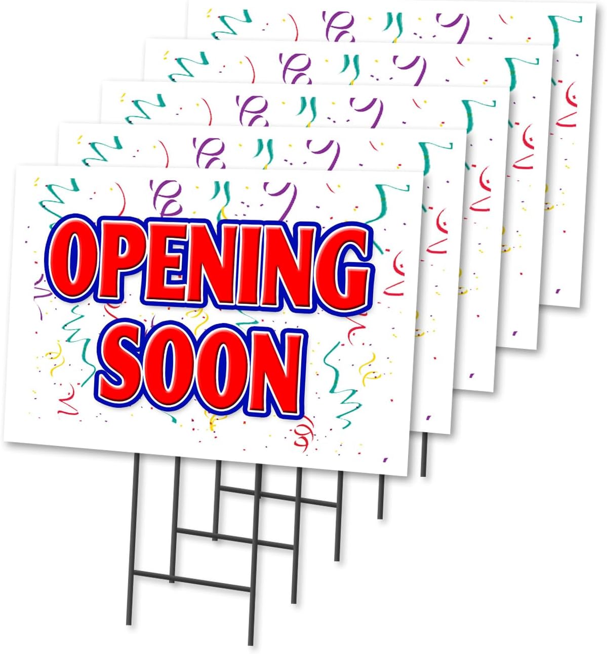 OPENING SOON 2 Pack Of 18" x 24" Yard Sign & Stake | Advertise Your Business | Stake Included Image On Front Only | Made in The USA