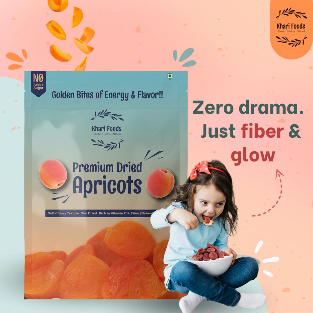 Khari Foods Premium Apricots 200g, Sun Dried Khumani, High Fibre, No Added Sugar, Health Snacks 1