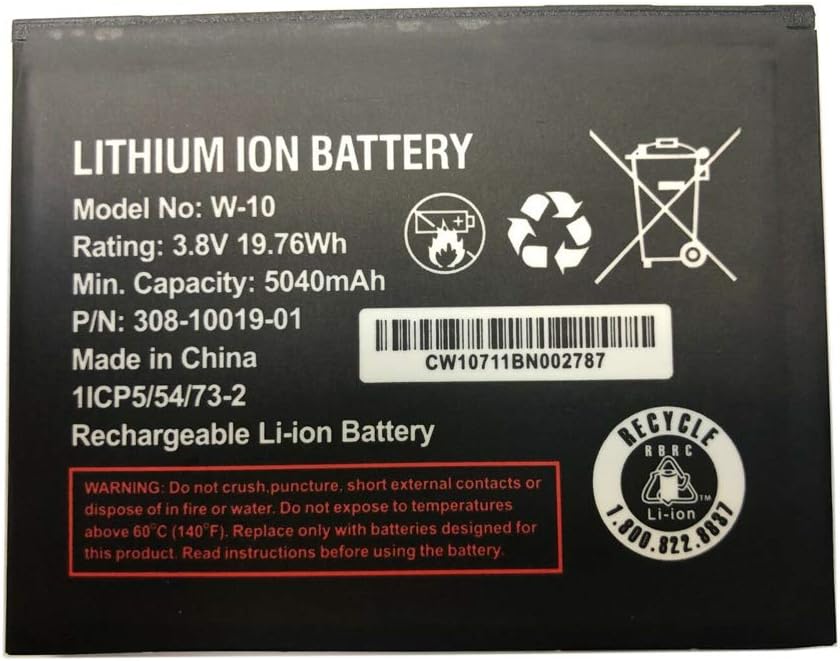 JIE Replacement W-10 Battery for Netgear Sierra Wireless Router Nighthawk M1 MR1100 5040mAh 3.8V