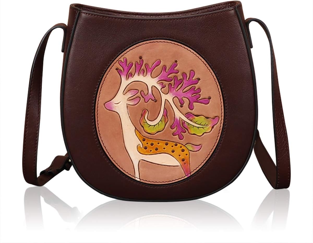 LETEULOCrossbody Bags for Women Handmade Shoulder Bag Leather Purse Vintage Satchels Handbag