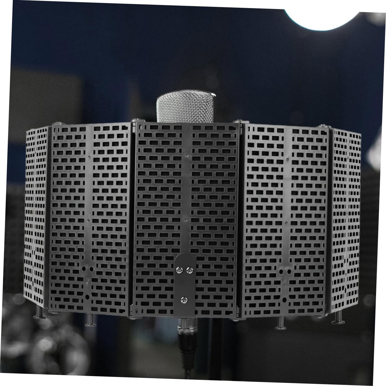 Housoutil Protector Resistente al Desgaste de Aislamiento de Micrófono Plegable Fácil Instalación Tornillos para Estudio de Grabación Adecuado para Uso en Podcast y Estudio