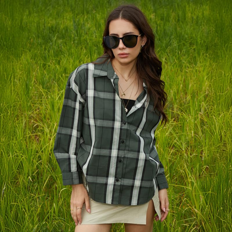 Image of PINACOLADA Women's Solid Oversized Shirt for Casual Wear | Spread Collar | Long Sleeve | Button Closure | Oversized Shirt Crafted with Comfort Fit for Everyday Wear