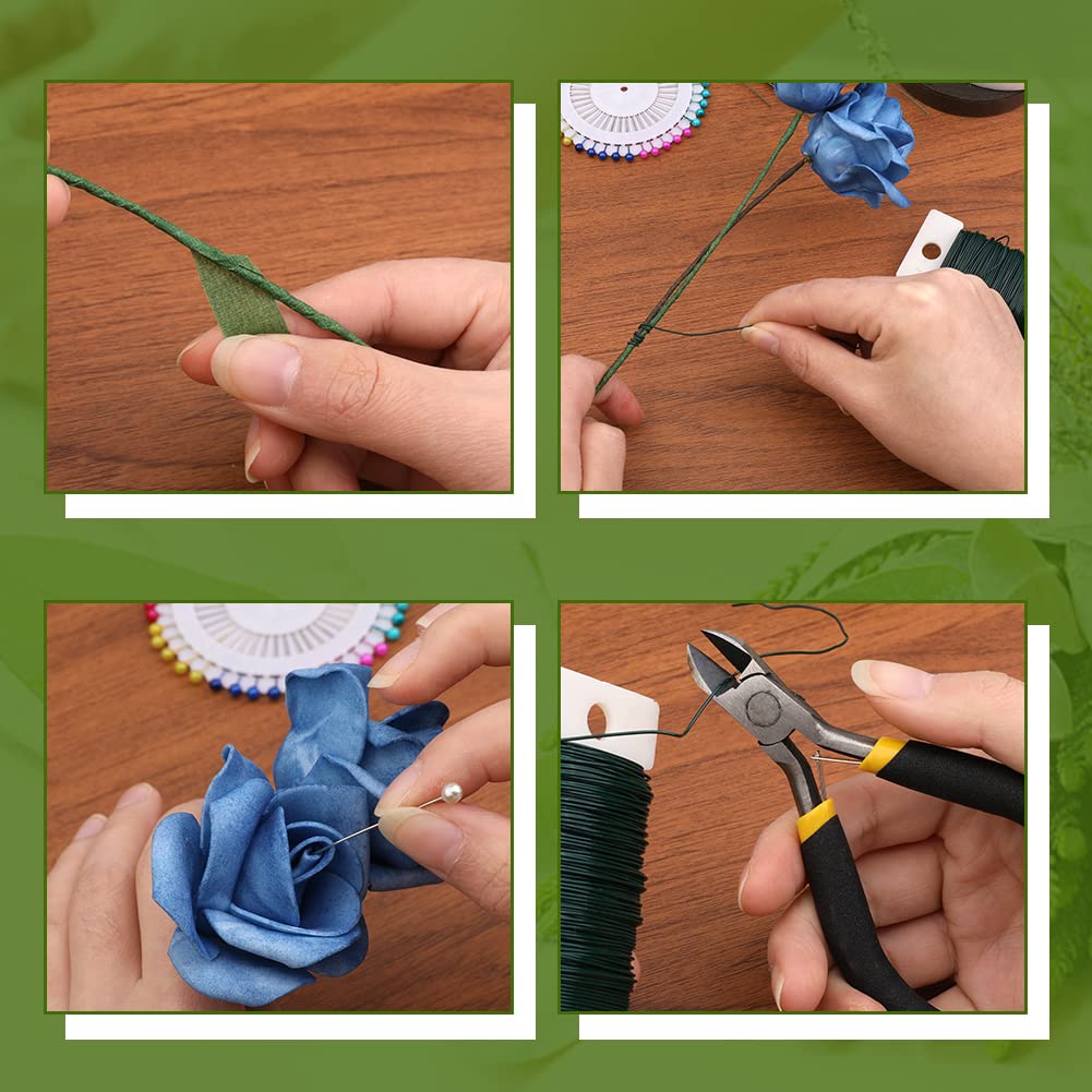 Kit Arrangement Floral WYMAODAN - 6 Outils Dont Rubans, Fil Tige, Coupe-Fil - Pour Bouquets DIY Et Art Floral