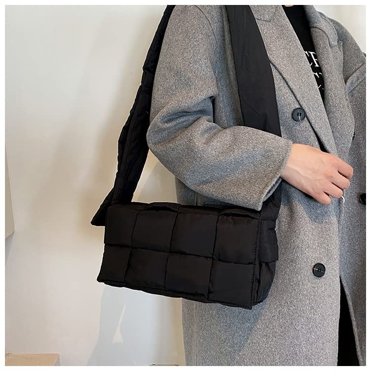 Cotton Padded Cassette Crossbody Bag Puffer Woven Shoulder Bag Puffy Down Knitting Handbag Nylon Y2k Trendy Purse2