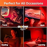 Vista 7 de Luz de lectura ámbar + luz roja. Luz de libro con bloqueo de luz azul para regalar para leer en la cama
