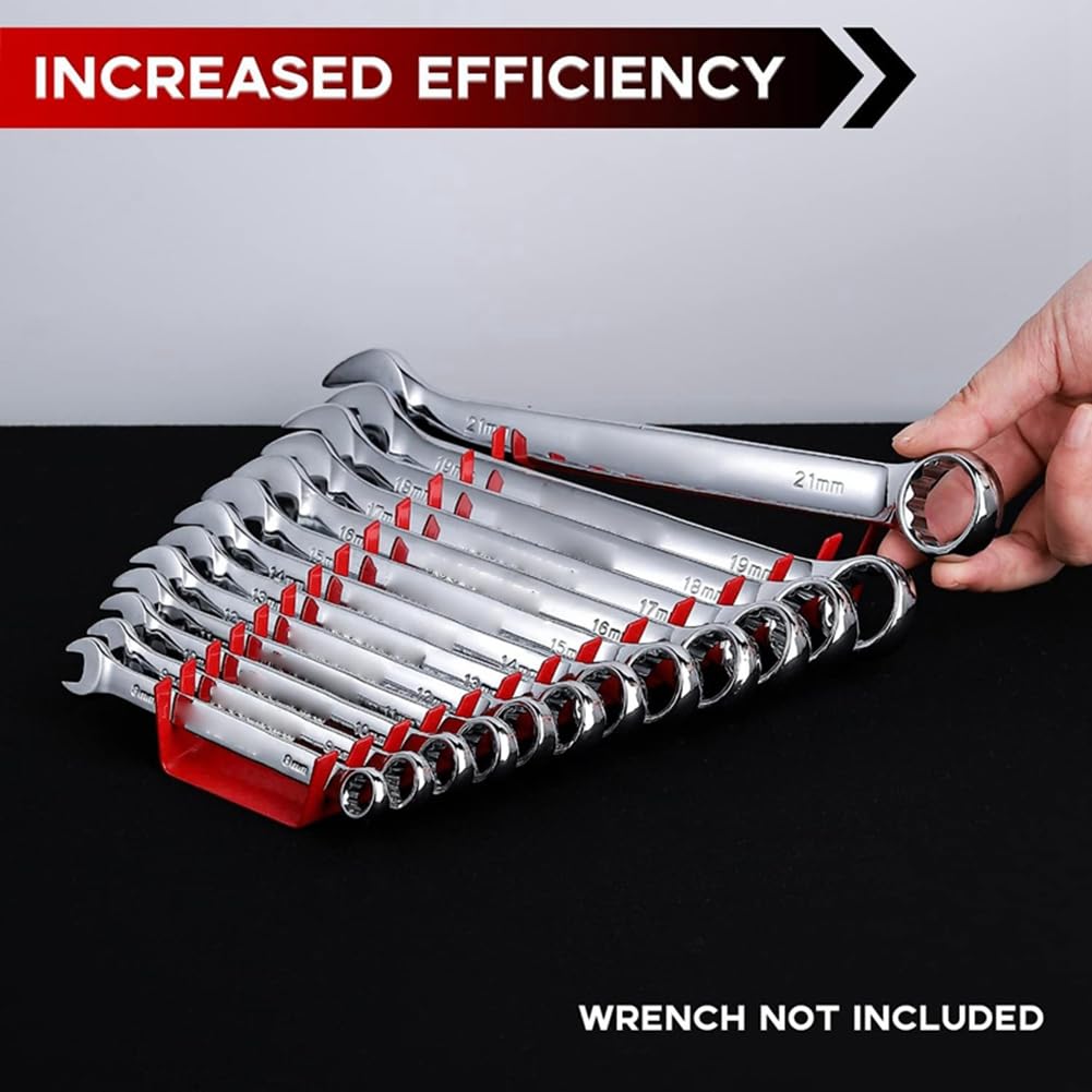 Nagoyuki 2 Pack Metal Wrench Organizer Premium Wrench Holder Vassoio Soluzioni di Archiviazione A Parete per Chiave Inglese 1 e 1 Nera