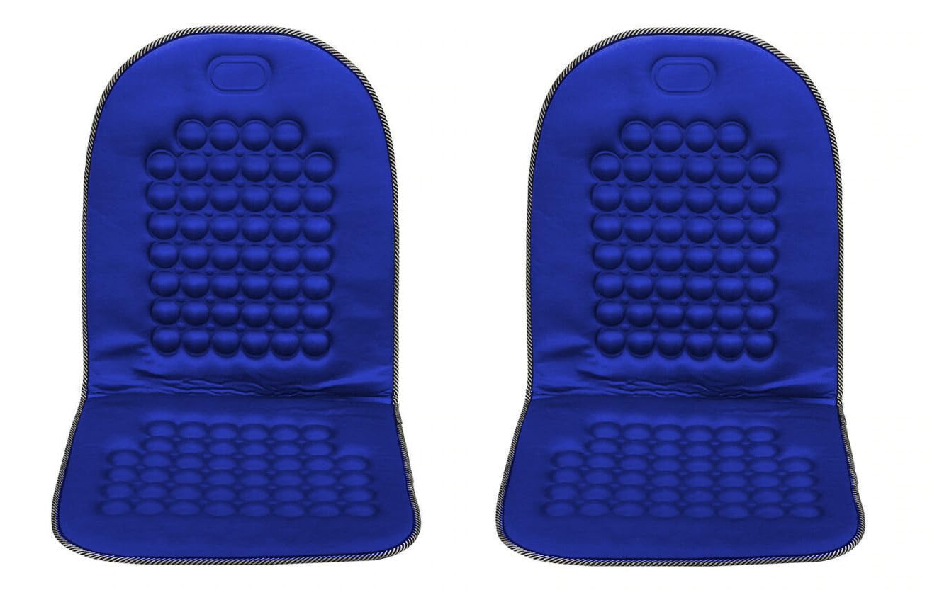 Auto Accessori Lupex Coppia di schienali universali, Materiale poliestere,Set coprisedili anteriori, kit 2 pezzi con 92 sfere massaggianti, per sedili auto furgone autobus camion sedia ufficio (Royal)