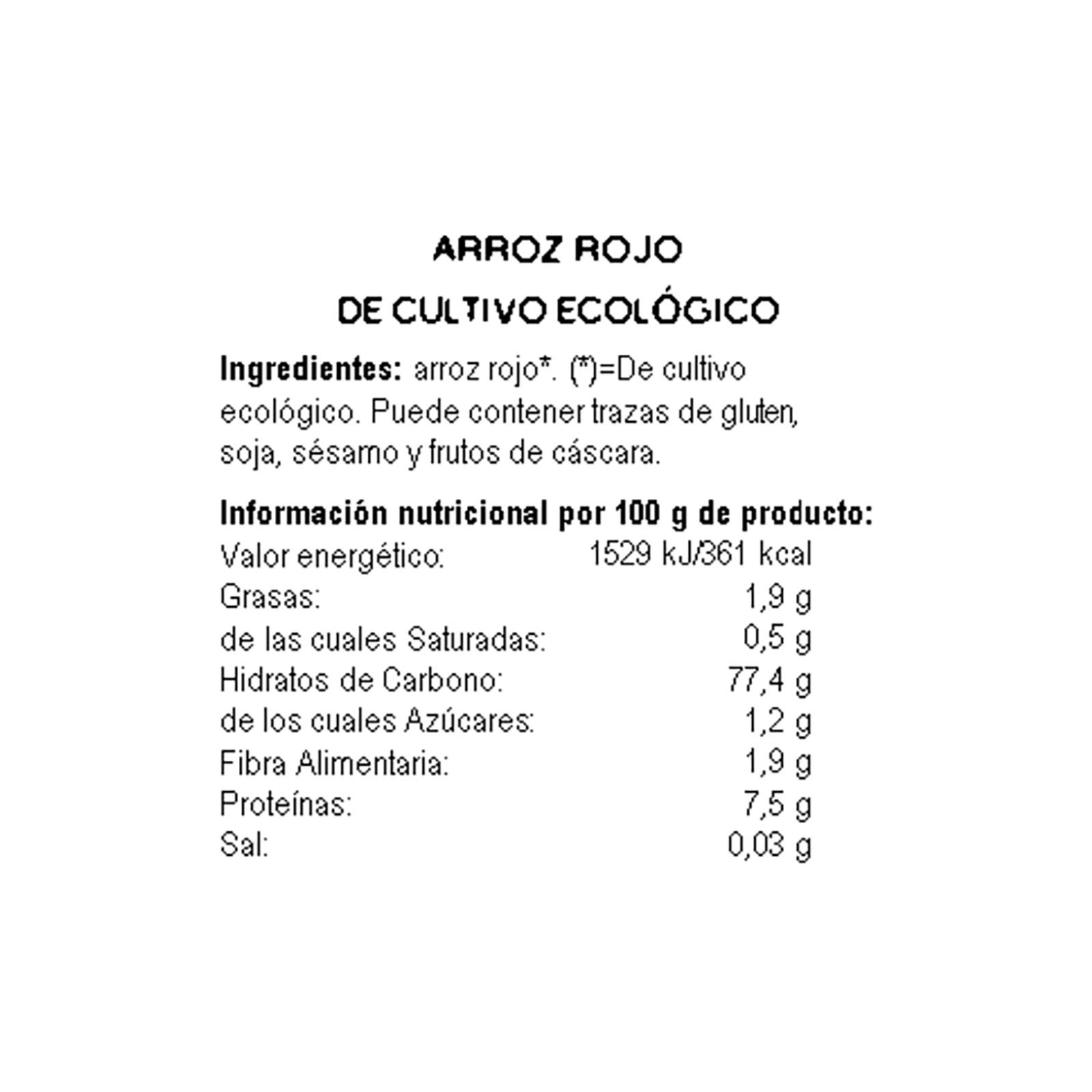 ECOCESTA MEJOR CADA DIA - Arroz Rojo Ecológico - 500 g - Apto para el Consumo Vegano - Ayuda a Mejorar el Tránsito Intestinal - Propiedades Antioxidantes y Saciantes