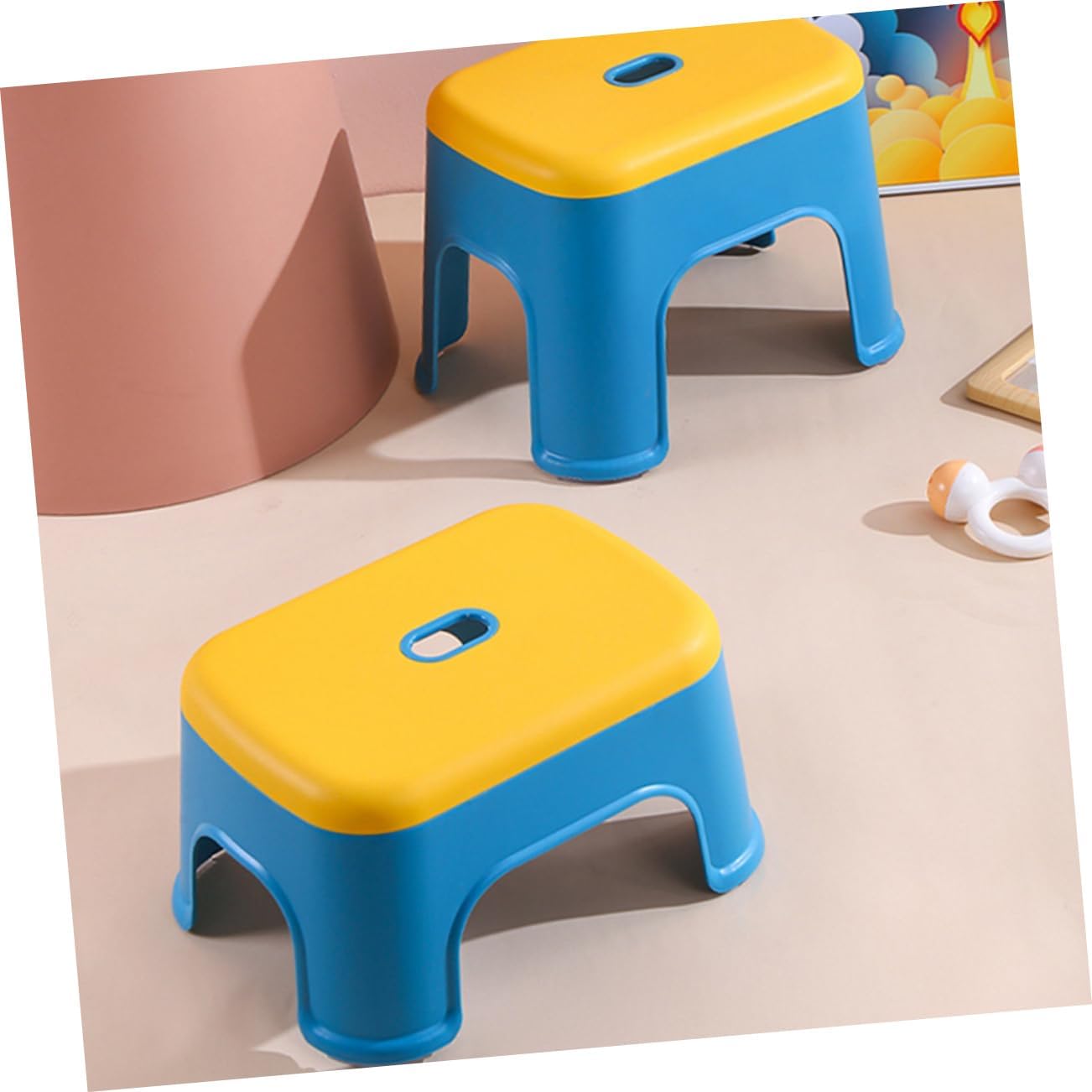 Folding Step Stool for Boys and Girls Plastic Boy Girl Helper Stool Slip and Step for Bathroom