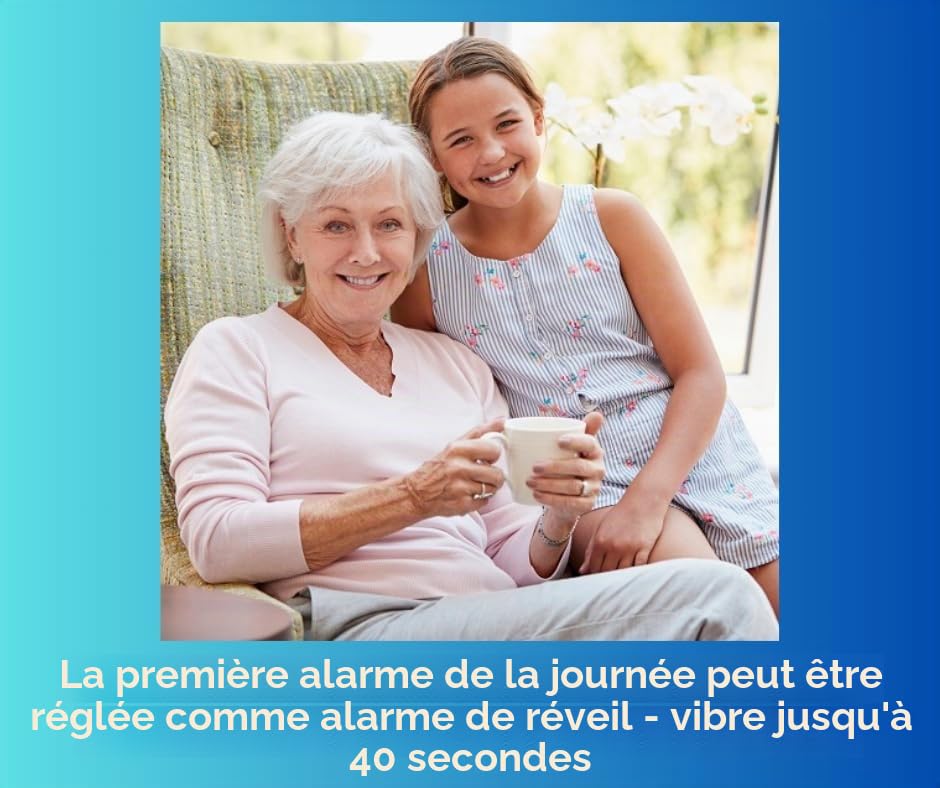 Montre vibrante à Pivotell grise avec rappel de pilule - Jusqu'à 12 alarmes quotidiennes - Rechargeable (chargeur USB inclus)