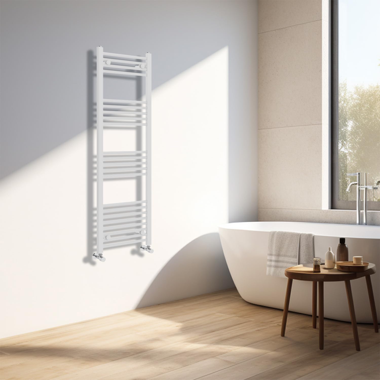 Radiador toallero de baño recto NRG blanco 1400 x 400 mm calefactor vertical de agua