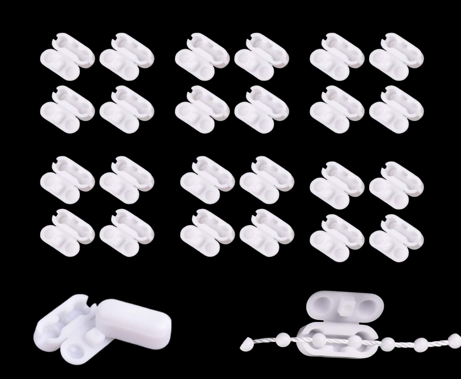 ROKEL Roller Blind Chain Connectors – 24 Pcs Plastic Blind Cord Connector Clips for Roman & Vertical Blinds – Easy Fit Window Blind Repair Parts (Plastic-24Pcs)