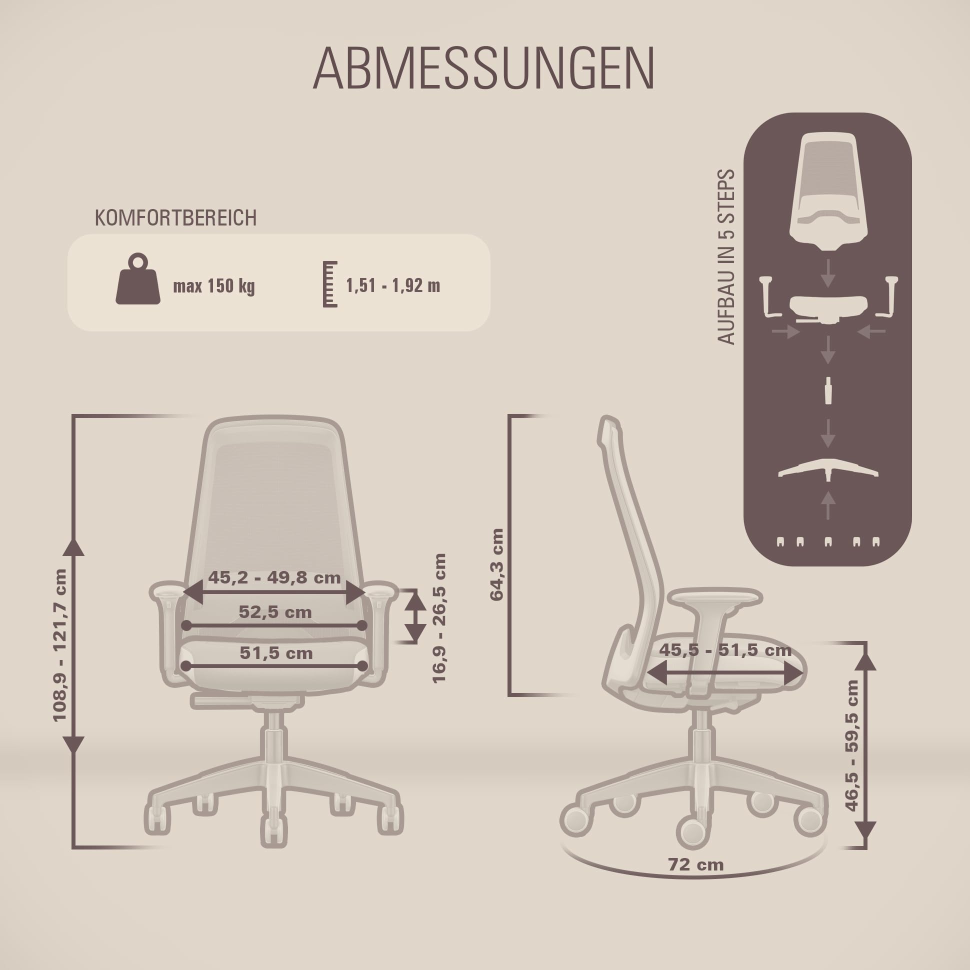 Interstuhl Style AIR + Ergonomischer Bürostuhl mit hoher Rückenlehne für große Menschen, Synchronmechanik, Made in Germany, 10 Jahre Garantie, TÜV-geprüft, belastbar bis 150kg, schwarz