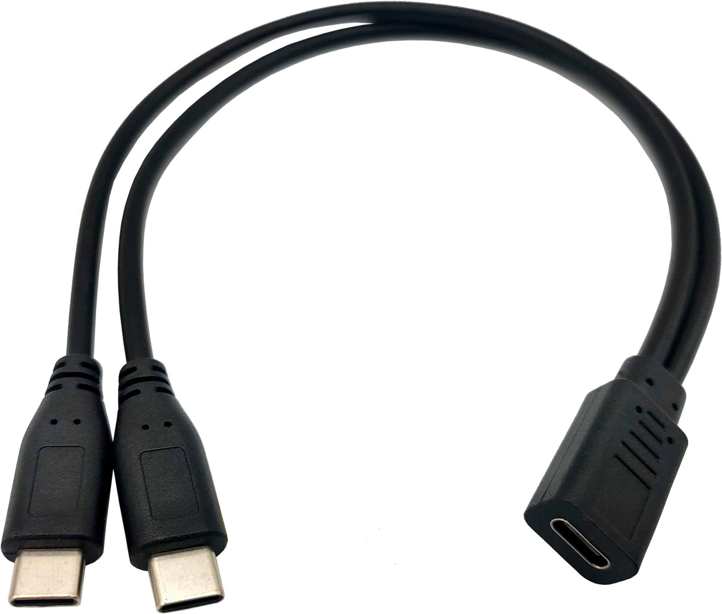 Qaoquda USB C Splitter Charge Cable,1 Feet USB Type C 1 Female to 2 Dual Male Y Splitter Extension Charging Cable(Only for Charging,Can't Transmit Data)