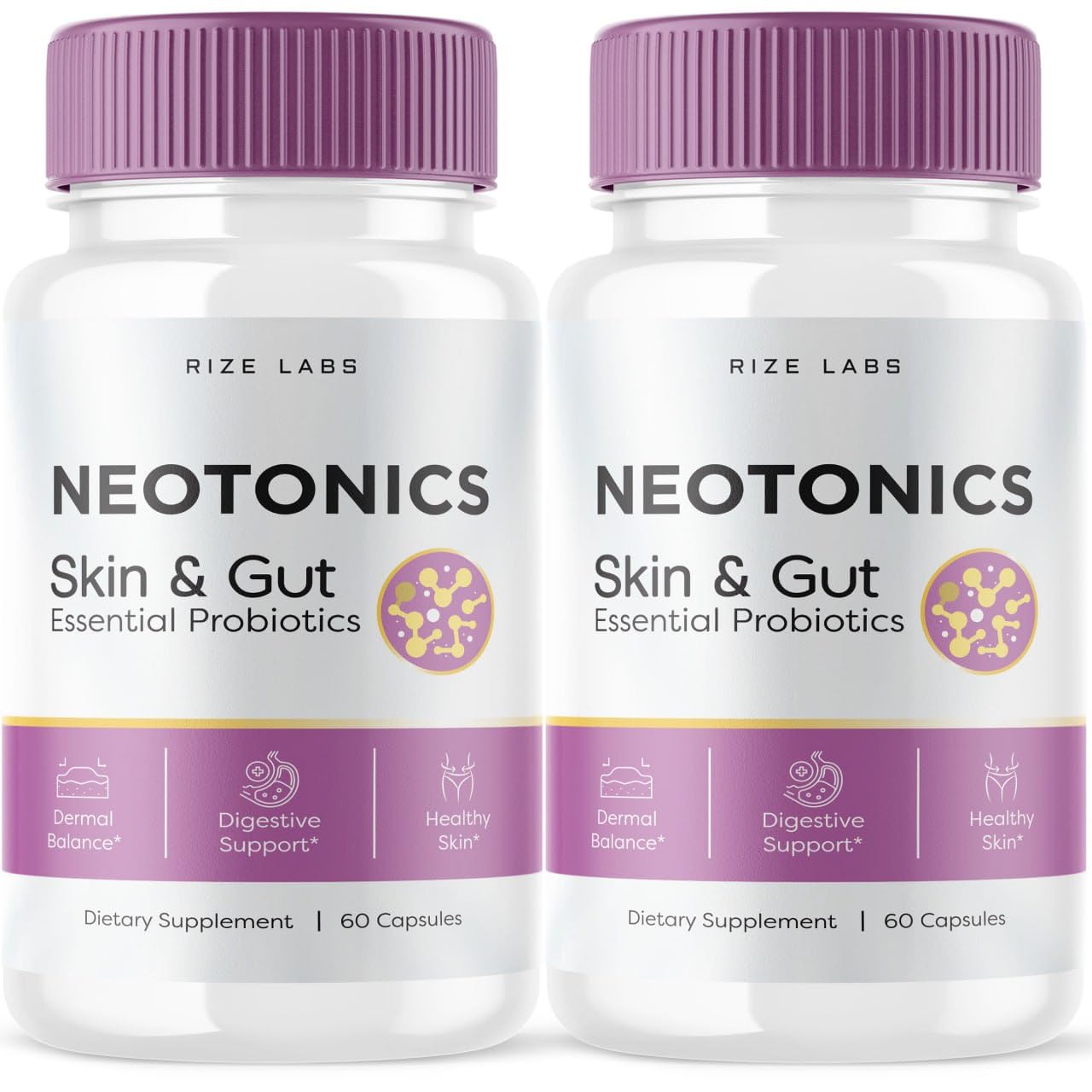 rize labs - Neotonics Skin & Gut Capsules for Skincare, Essential Probiotics, Health Supplement Pills (120 Capsules)
