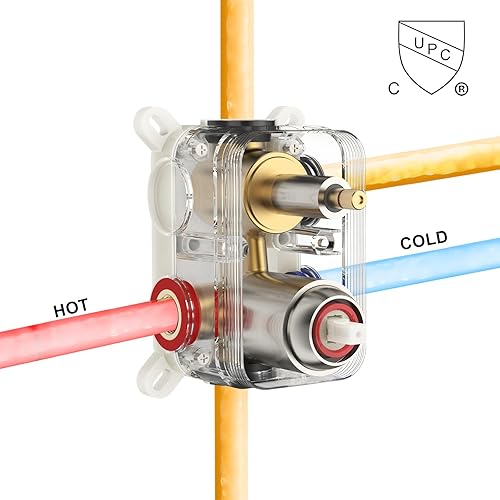 Miniatura 9 de SR SUN RISE Juego de grifo de bañera de metal de 12 pulgadas, sistema de ducha con boquilla de bañera, cabezal de ducha de lluvia cuadrado y