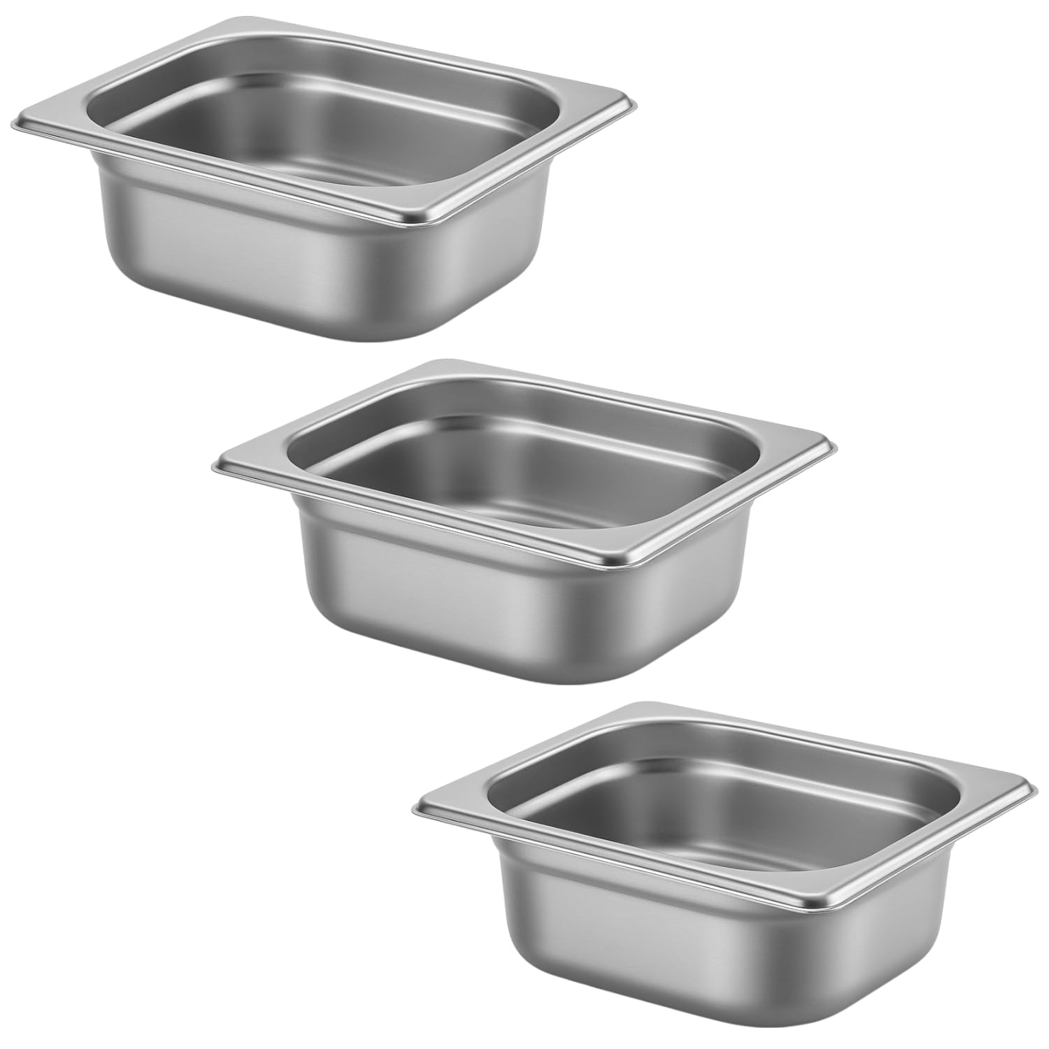 Générique Bandeja de acero inoxidable GN 1/6 x 65 mm – Acero inoxidable apto para uso alimentario – Apilable – Apto para lavavajillas (Pack de 3)