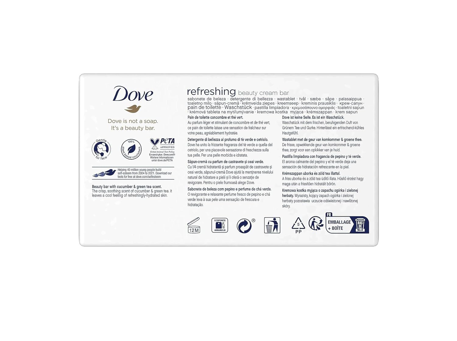 Dove Fresh Touch sabunluk, salatalık ve yeşil çay kokusu, 12 adet x 90 g