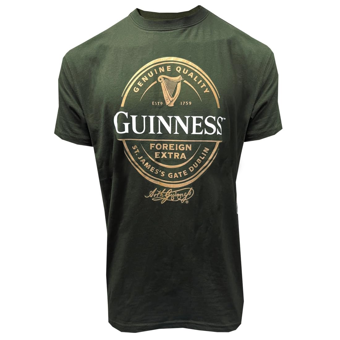 Guinness Foreign Extra Stout T-Shirt – Classic Green Beer Tee (UK, Alpha, M, Regular, Regular, Bottle Green)