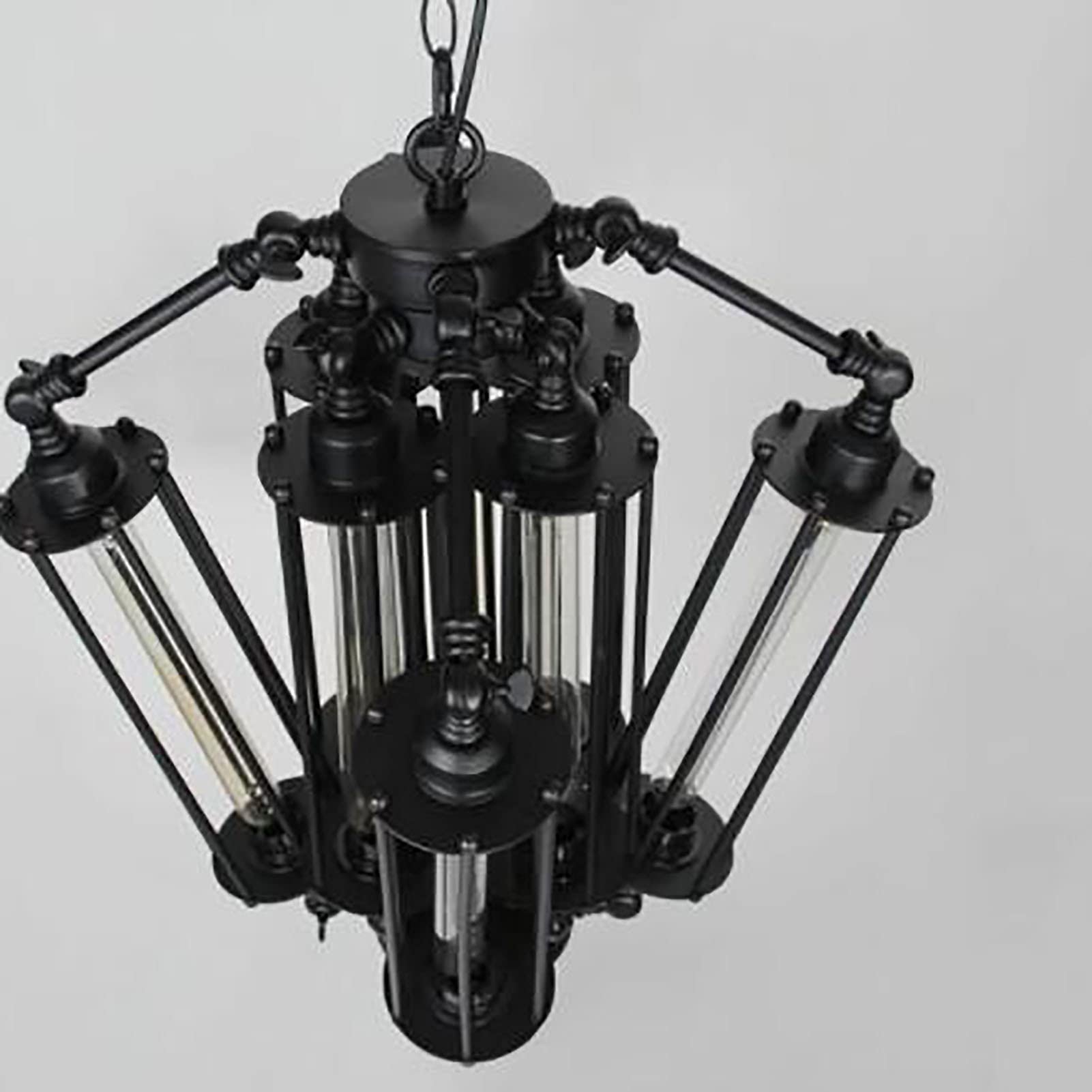 Simple Moderno Diablo Industrial'isla S Gran Lámpara De Araña,E27 Nórdico Industrial Retro Candelabro,Americano País Candelabro,Para Salón Comedor Dormitorio Bar-Negro. 52 * 57cm