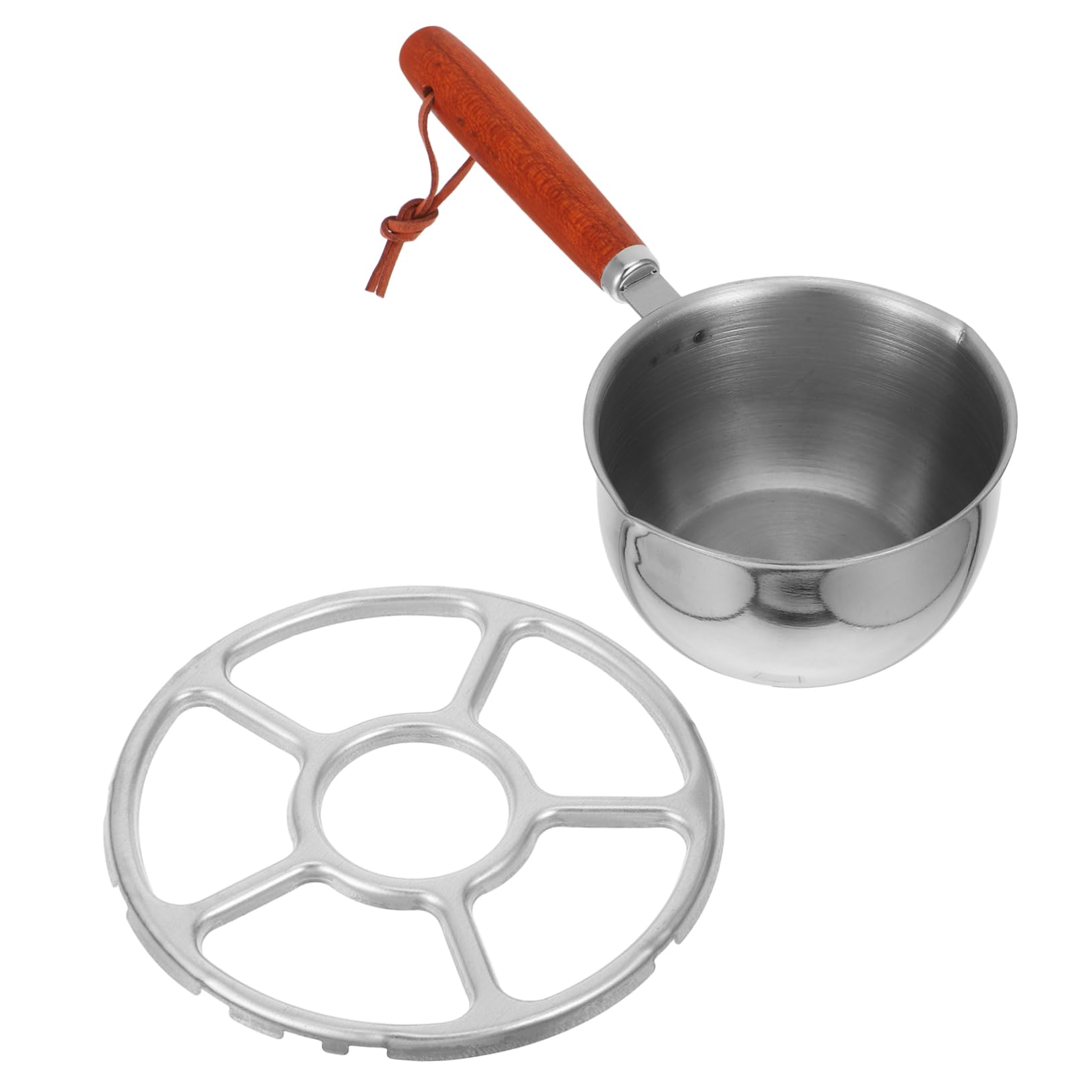 PLAFOPE Stainless Steel Mini Grease Strainer for Hot Oil Pan Butter Warmer 300ml Dual Spouts Mini Cooking Pot