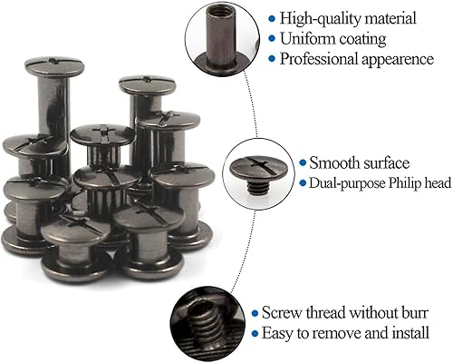 Miniatura 7 de Pistola de metal Chicago - Kit surtido de tornillos de encuadernación de metal para uñas, botón Chicago para decoración de cuero, encuadernación de