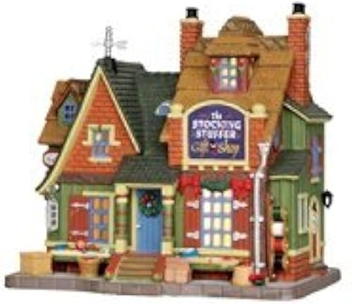 Lemax Village Collection - Edificio de aldea navideña, casa iluminada de porcelana, tienda de regalos con cordón de 6 pies