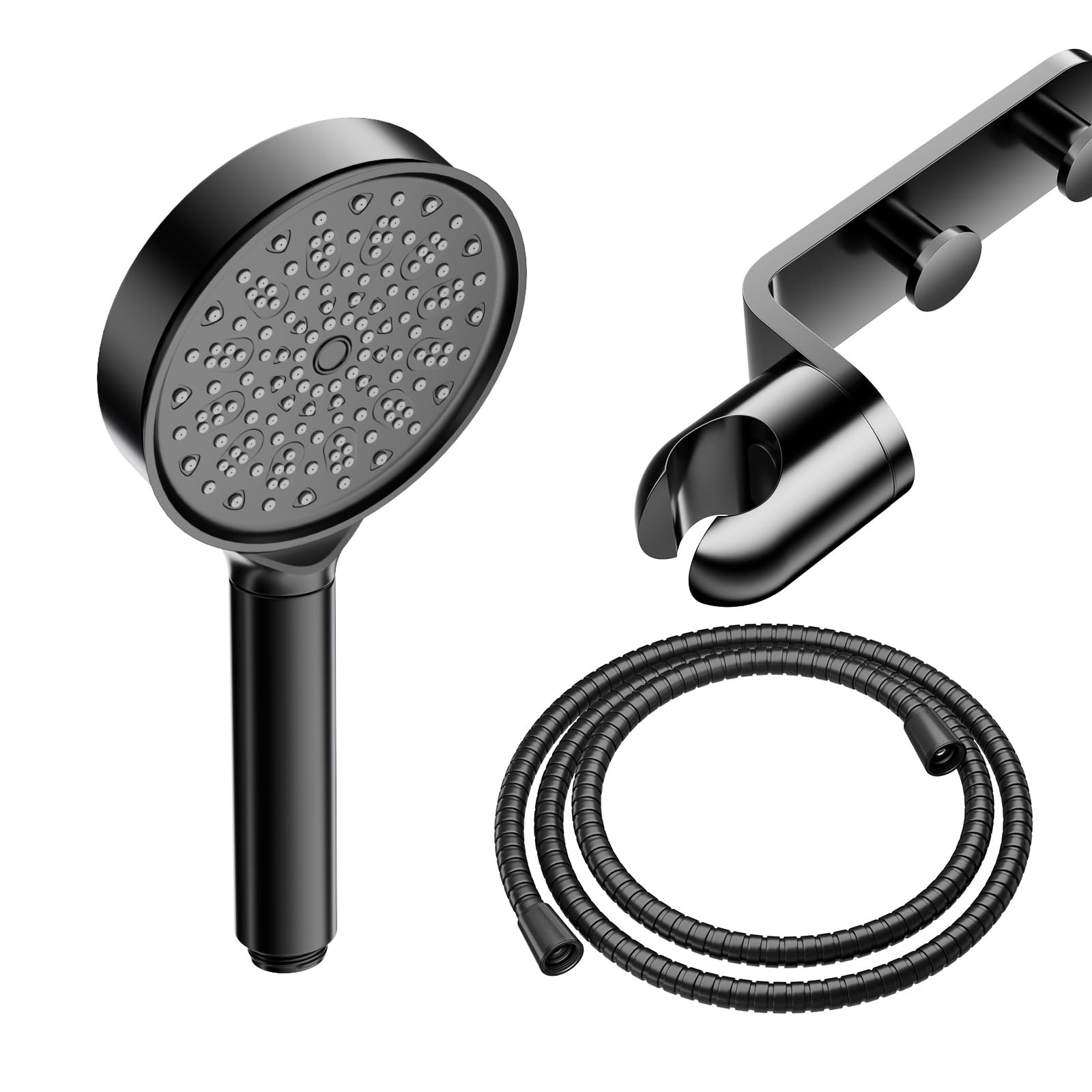 Cobbe Hard Water Filter Shower Head and 1.5m Hose with Holder, 20-Layer Filtration, High Pressure, 6 Spray Modes, Powerful Showerhead for Residual Chlorine Remove, Low Water Pressure, Black