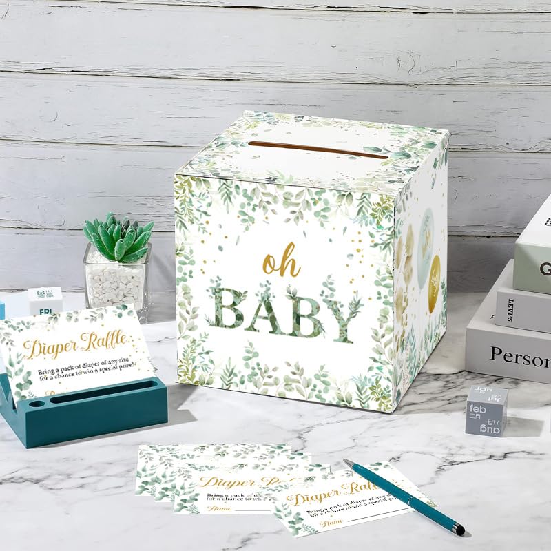 Windel-Ticket Box Für Babyparty – Ballon-Thema, Inkl. 50 Doppelseitiger Karten, Kartonbox 20,3 Cm