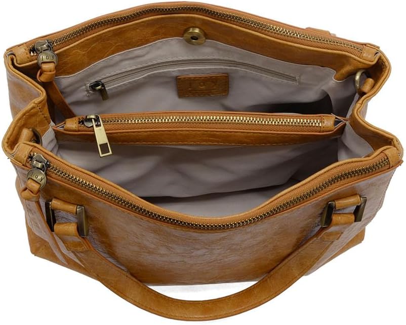 Joy Susan Shawna Triple Zip Satchel Crossbody Handbag