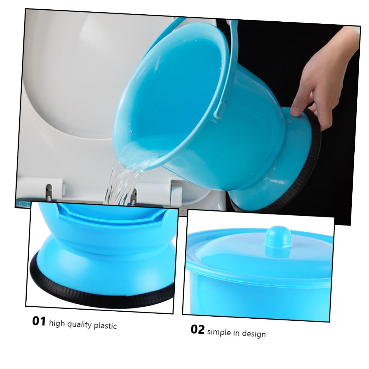 Vasino Portatile in Plastica Resistente con Manico per Anziani Donne Incinte Orinatoio Casa e Camera da Letto Facile da Pulire Macchie