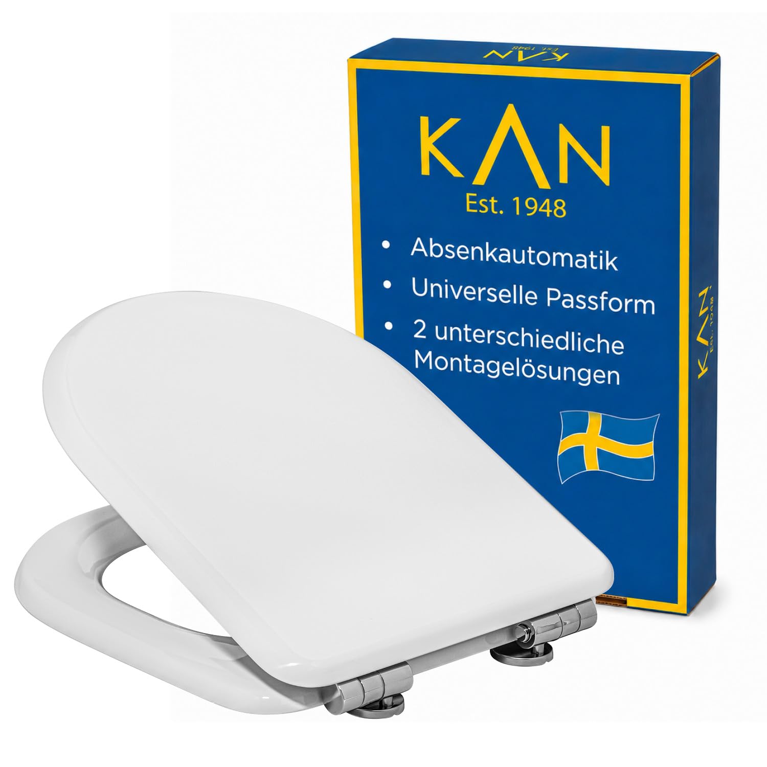 KAN Stockholm D-Shape Moulded Wood/Soft-Close Mechanism/Wood/Removable/Top Fixing/2 Different Mounting Solutions/D-Shape