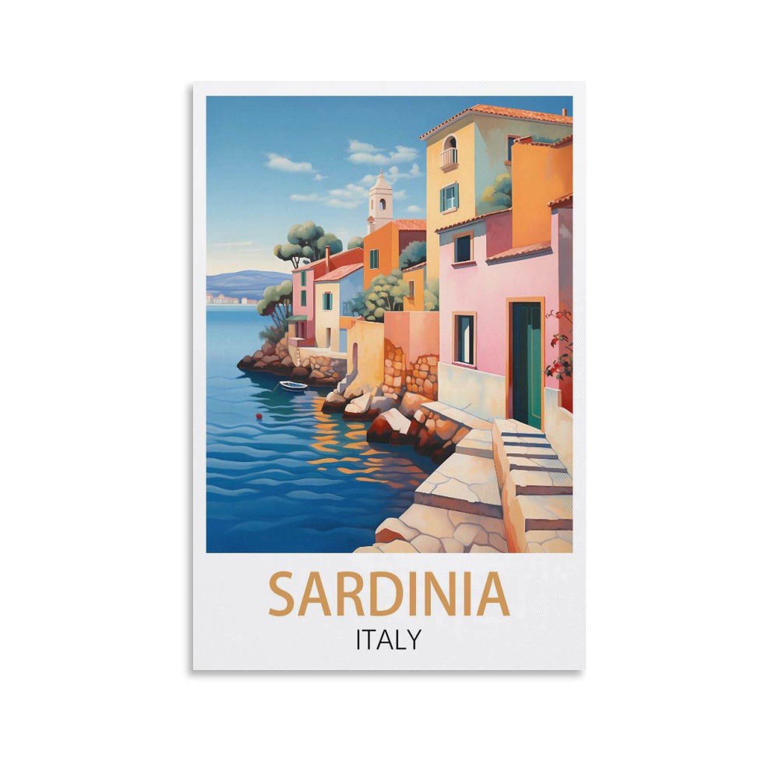 Cyyhgee Unframe-Style Sardinia Italy Vintage Travel Posters 08X12inch(20X30cm) Canvas Poster Wall Art Living Room Home Decor