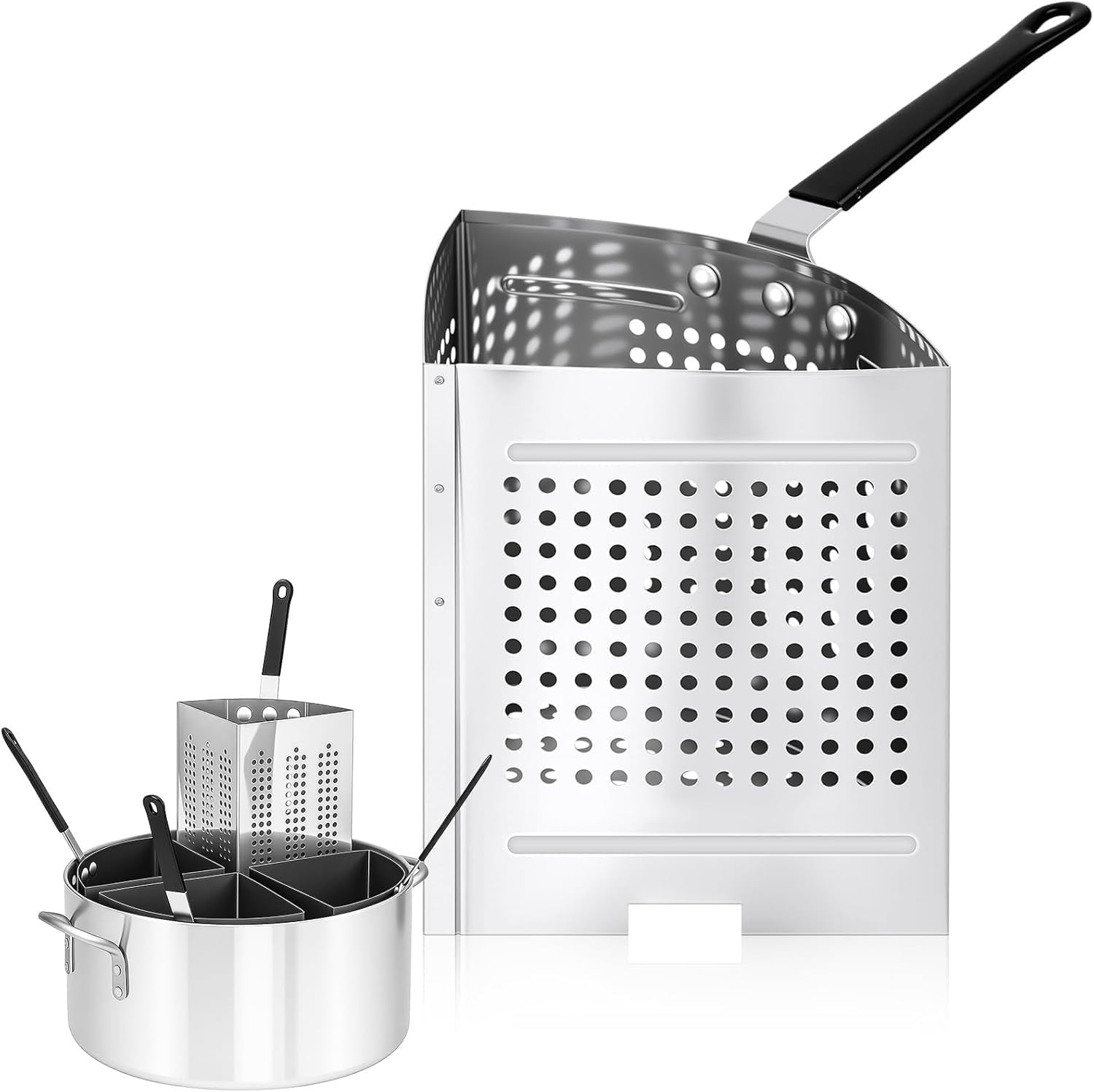 5 Qt Pasta-Siebkorb Aus Edelstahl Mit PVC-Griffen, Ideal For Kochen Von Nudeln, Blanchieren Von Gemüse Und Meeresfrüchten