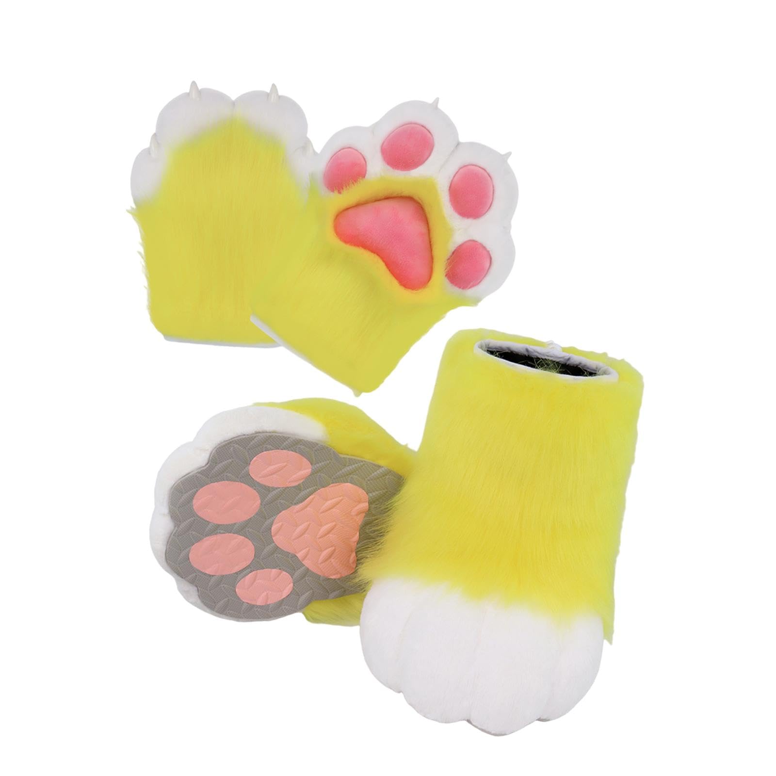 UGPLM Cosplay Animal Paws Fursuit for Women Gloves for Holiday Role Playing Masquerade: Yellow