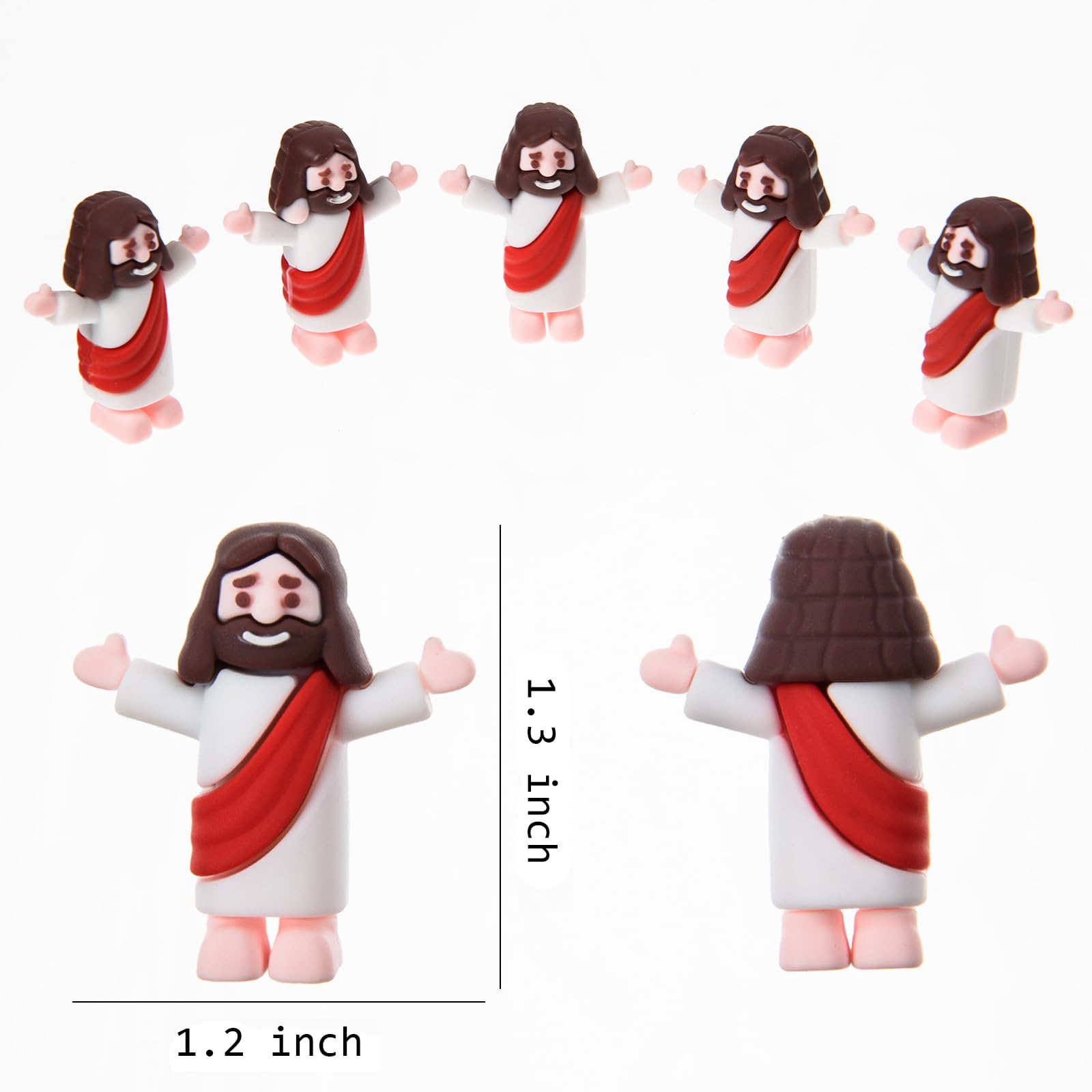ARCHCRTC 60 Pcs Little Jesus Figurine Miniature Tiny Jesus Figures Religious Christ Savior Doll for Hide and Seek Sunday Easter Egg Stuffers Baptism Gift (60,Red)