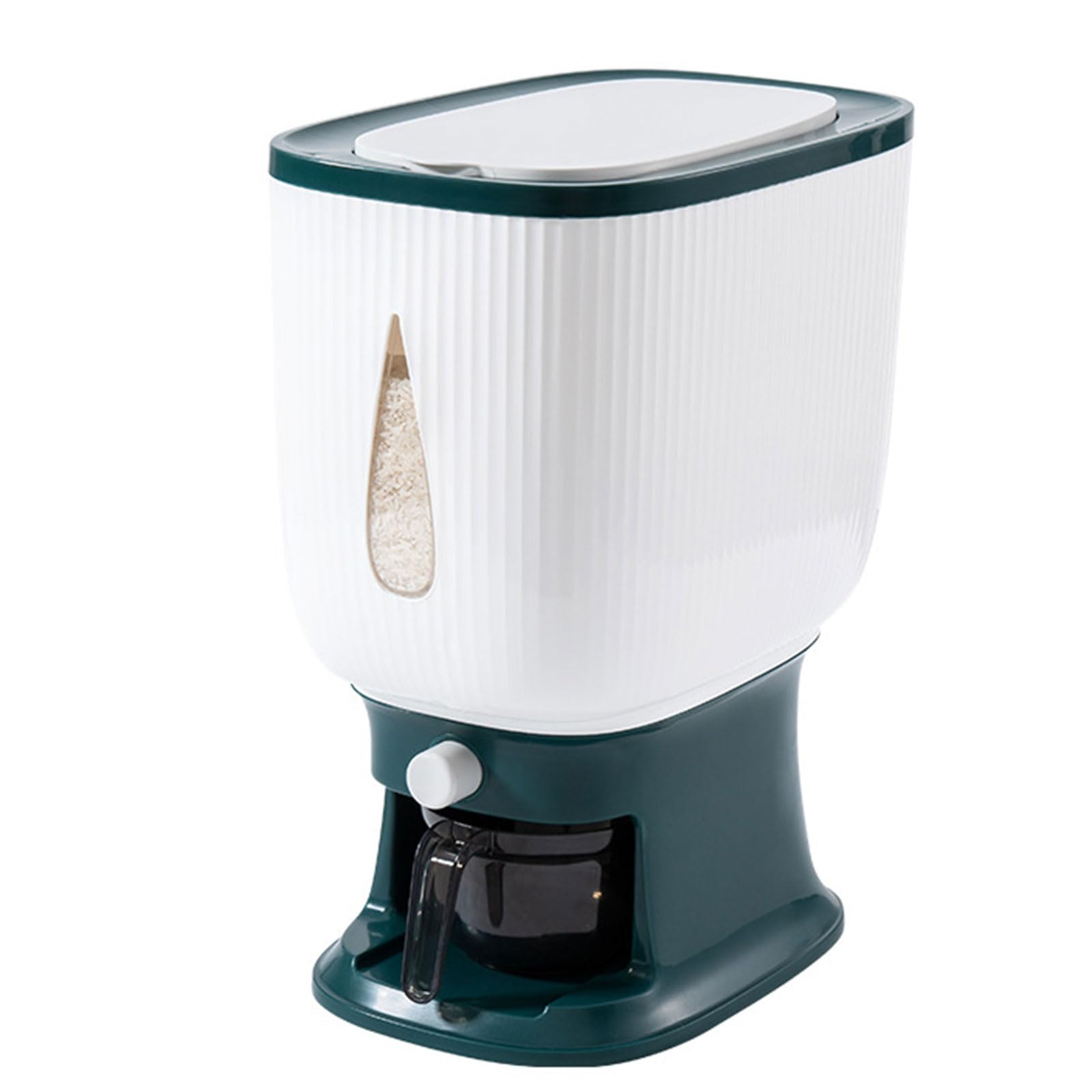 LUCKGONI Press Type Rice Dispenser With Measuring Function 10kg Capacity Clear Window For Easy Storage And Design