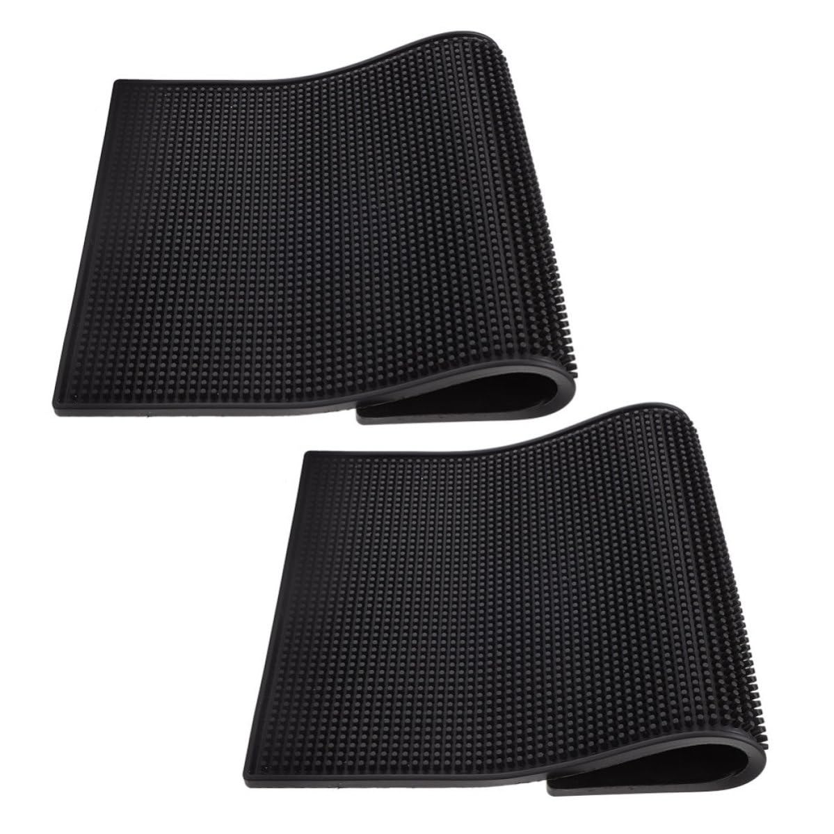 2 Pezzi Tappetino per Postazione Caffè, Tappetino Asciuga Piatti in Silicone Nero Antiscivolo e Antiruggine, per Bar e Bancone, Stile Semplice ed Elegante