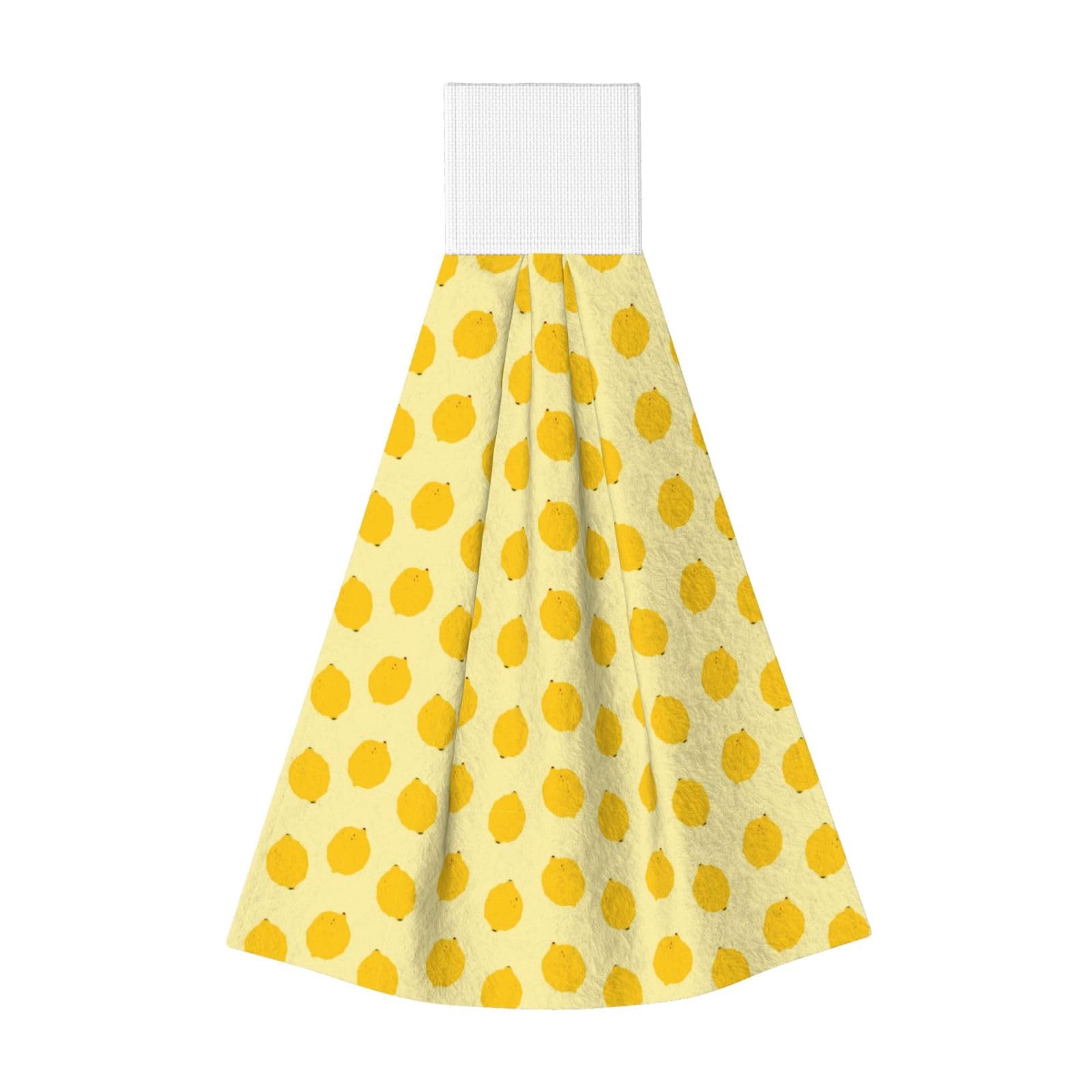 Noble Ren Yellow Lemon Hand Towel Hanging Kitchen Towel Velcro Dry Towel Highly Absorbent Suitable For Bathroom/Living Room/Toilet
