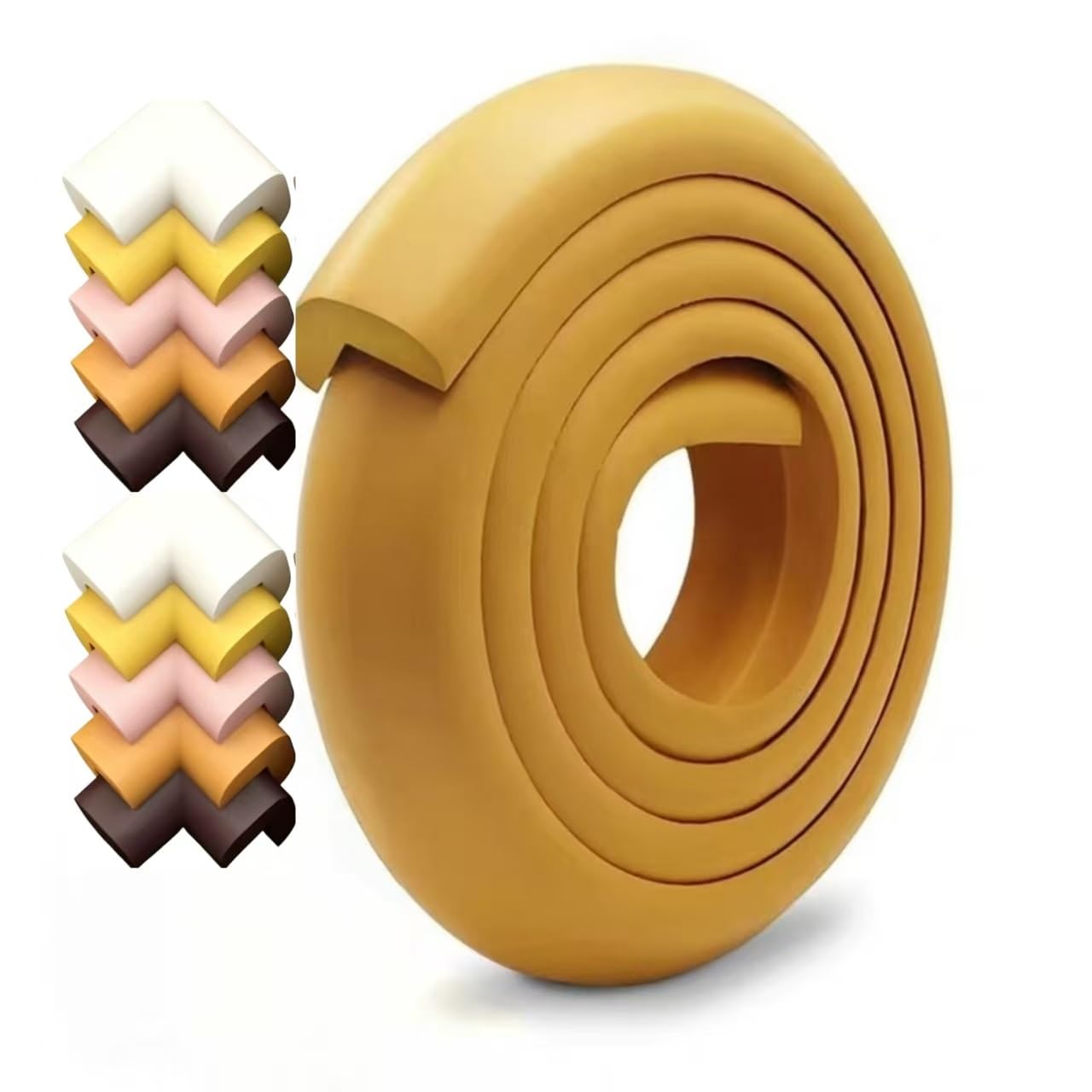 NBR Foam Edge Corner Protector Self Adhesive Anti Collision Safety Bumper Strip for Baby Furniture Table Cabinet Stair Window Guard(Camel)