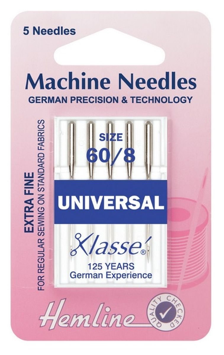 Hemline Universal Sewing Machine Needles Extra Fine Size - 60/8