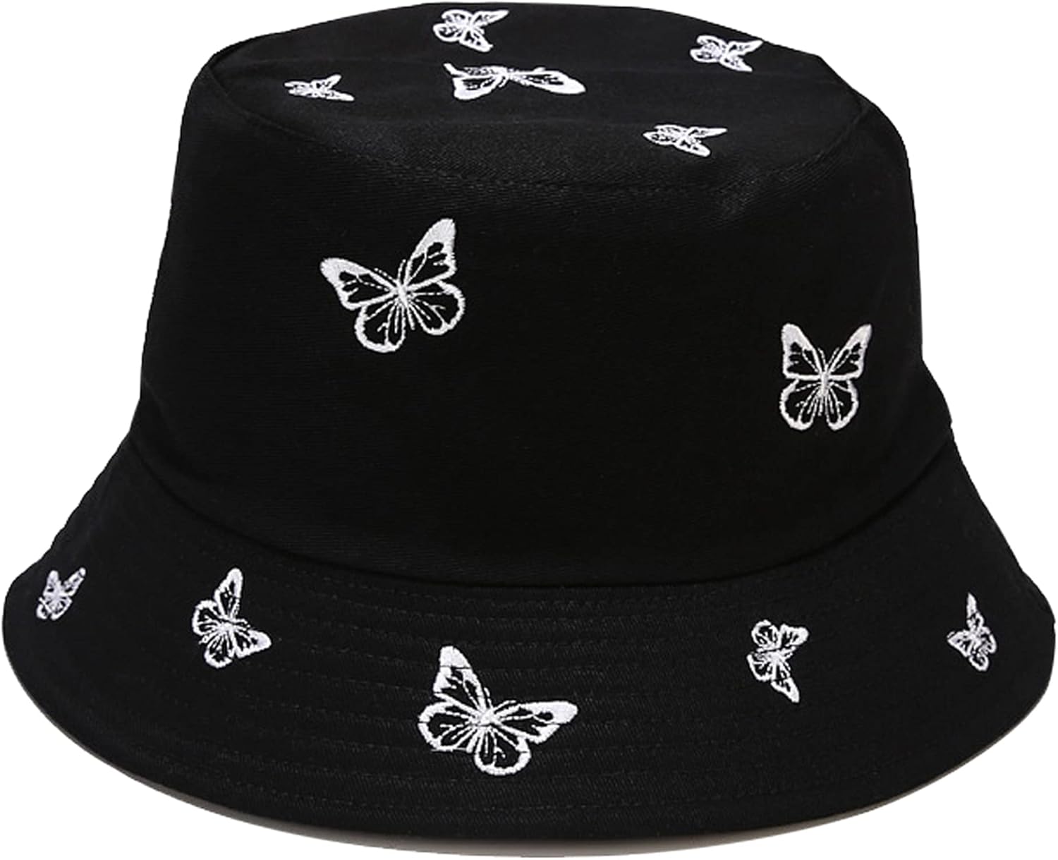 Umeepar Butterfly Embroidered Bucket Hat Reversible Packable Foldable Beach Sun Hat for Women Men - Image 2